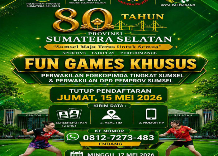 Meriahkan HUT Provinsi Sumsel ke-80, Dispora Sumsel Gelar Fun Games Tenis Meja