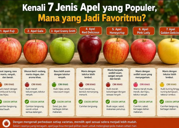 Sama-sama Buah Apel, Ternyata Beda Rasa dan Tekstur! Kenali 7 Jenis Apel yang Populer, Mana Favoritmu?