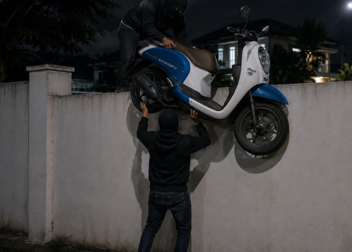 Maling Bobol Cluster CGC Palembang, Honda Scoopy Diduga Digotong Lewat Pagar