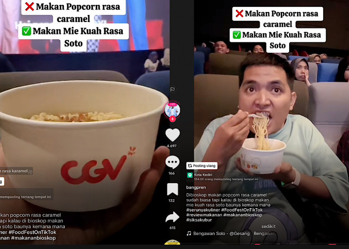 KOCAK, Makan Mie Kuah di Bioskop Tak Dilarang, Netizen Sarankan Mangkuknya Disimpan Biar Bisa Isi Ulang 