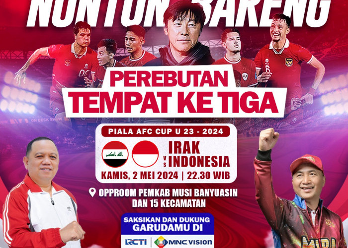 Pj Bupati Muba Sandi Fahlepi Bersama PSSI Muba Gelar Nobar Indonesia vs Iraq 