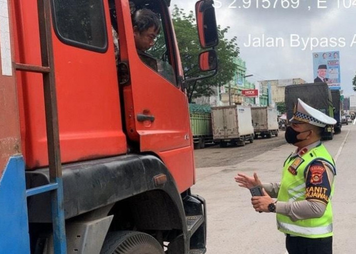 Cegah Kemacetan, Satlantas Banyuasin Larang Truk Bermuatan 14 Ribu Ton Melintas di Jalintim Palembang-Betung