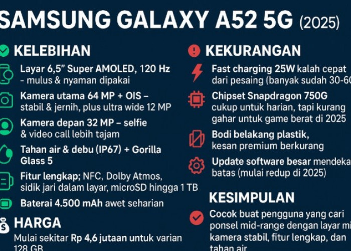 Samsung Galaxy A52 5G, Ponsel Andalan Kelas Menengah yang Masih Eksis di 2025