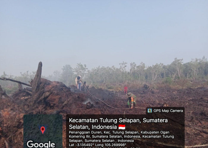 Lahan di Desa Penanggoan Duren Tulung Selapan Terbakar,  Koramil Tingkatkan Kesiapsiagaan