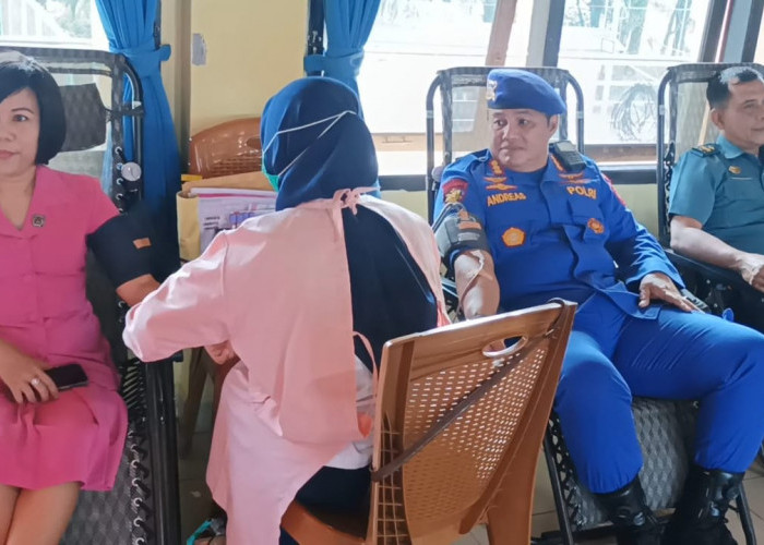 Ditpolairud Polda Sumsel Sumbang 300 Kantong Darah untuk Korban Gempa Cianjur 