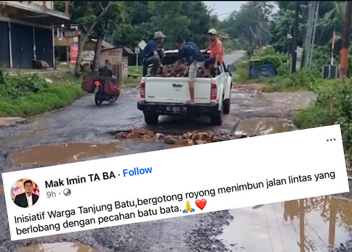 Warga Tanjung Batu Ogan Ilir Inisiatif Perbaiki Jalan Provinsi, Netizen: Pejabatnya Pasti Senang Sudah Dibantu