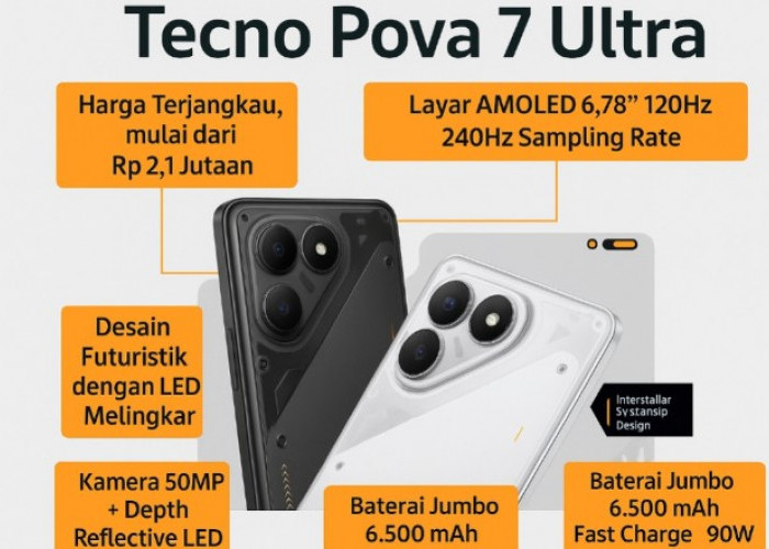 Tecno Pova 7 Ultra, Ponsel Flagship Killer Teranyar Fitur Komplit Multitasking dengan Harga Murah