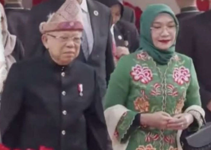 Gagahnya Wapres Ma'ruf Amin Kenakan Pakaian Adat dan Songket Palembang, Bikin Bangga 'Wong Kito'