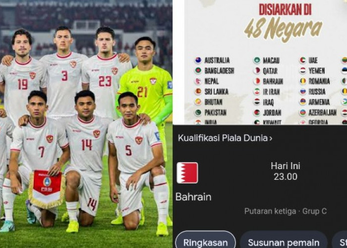 Tempat Nonton Live Streaming Timnas Indonesia Vs Bahrain Kualifikasi Piala Dunia 2026, Simak Linknya Disini! 