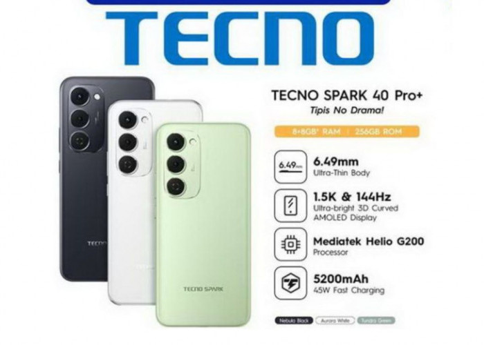 Tecno Spark 40 Pro+, HP Desain Melengkung dengan Baterai Berkapasitas 5200 mAh