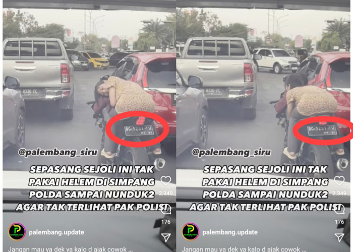 Tidak Pakai Helm, Pengendara Motor di Palembang Ini 'Ngumpet' di Belakang Mobil, Takut Ditilang Polisi