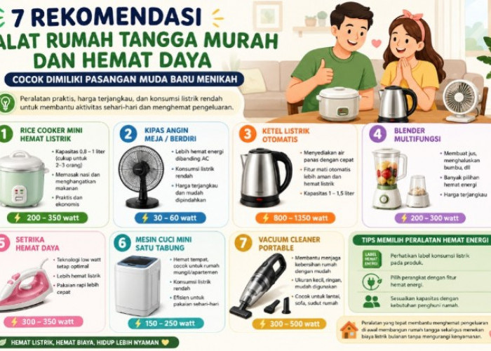 7 Rekomendasi Alat Rumah Tangga Murah dan Hemat Daya, Cocok Dimiliki Pasangan Muda Baru Menikah