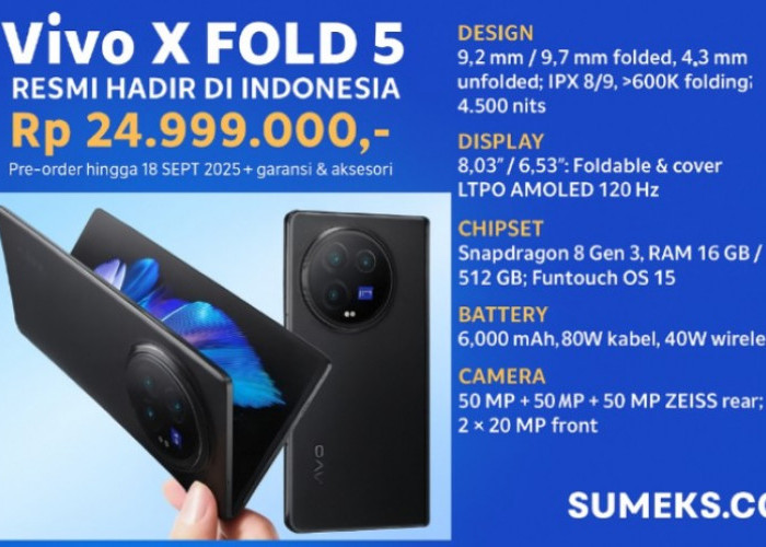 Vivo X Fold 5 Resmi Hadir di Indonesia, Ini Harga dan Spesifikasi Lengkapnya