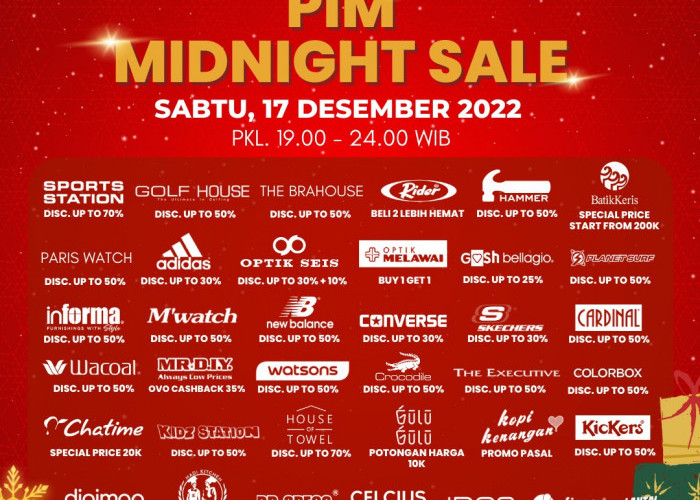 25 Brand Ternama Geber Diskon Gede di Midnight Sale Palembang Indah Mall 17 Desember 2022