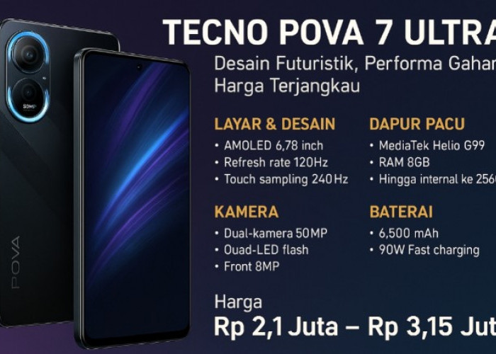 Tecno Pova 7 Ultra Gebrak Pasar Mid-Range: Desain Futuristik, Performa Gahar, Harga Terjangkau