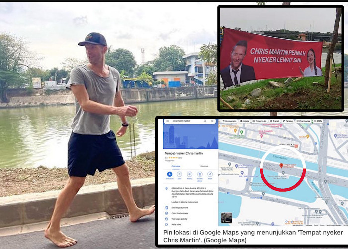 Usai Tapak Kakinya di Google Maps Viral Muncul Spanduk Merah Chris Martin, Netizen: ‘Caleg Dapil Empang’   
