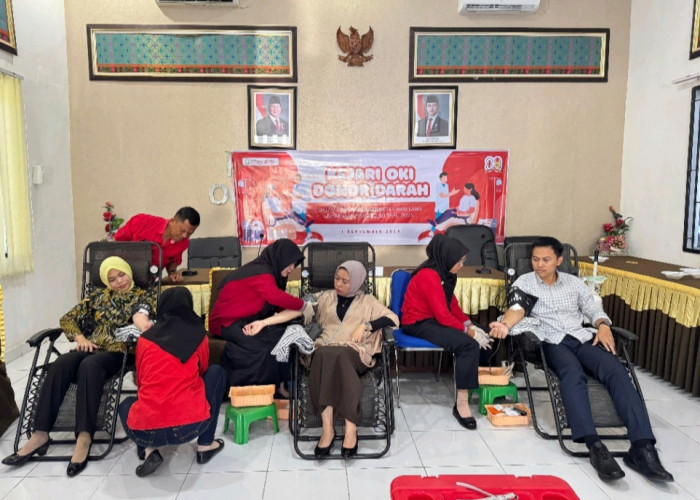 Peringai HUT Kejaksaan ke-80 di Kejari OKI, Puluhan Kantong Darah Terkumpul 