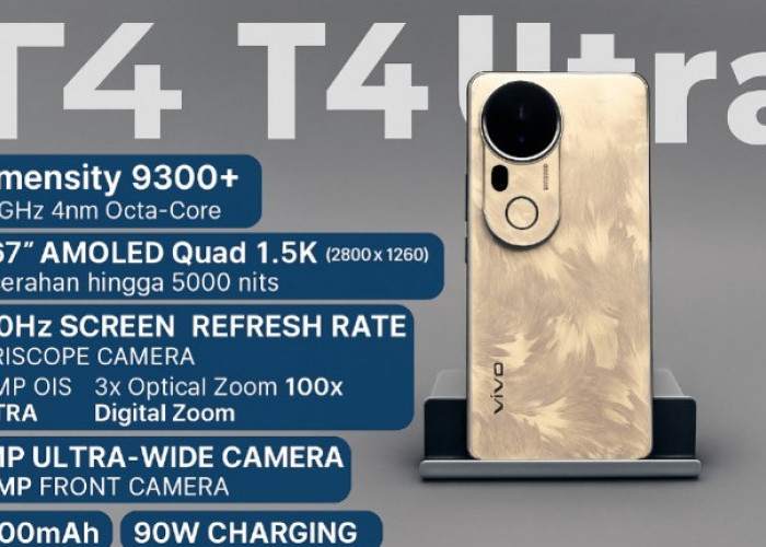 Vivo T4 Ultra Usung Chipset Dimensity 9300+ dan Kamera Periskop 50MP Bisa Zoom Hingga 100x