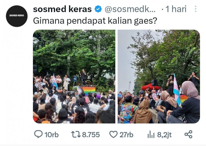 GAWAT, Bendera Pelangi LGBT Berkibar di Aksi Massa Depan Monas Jakarta, Netizen: Wah Sudah Terang-terangan Nih