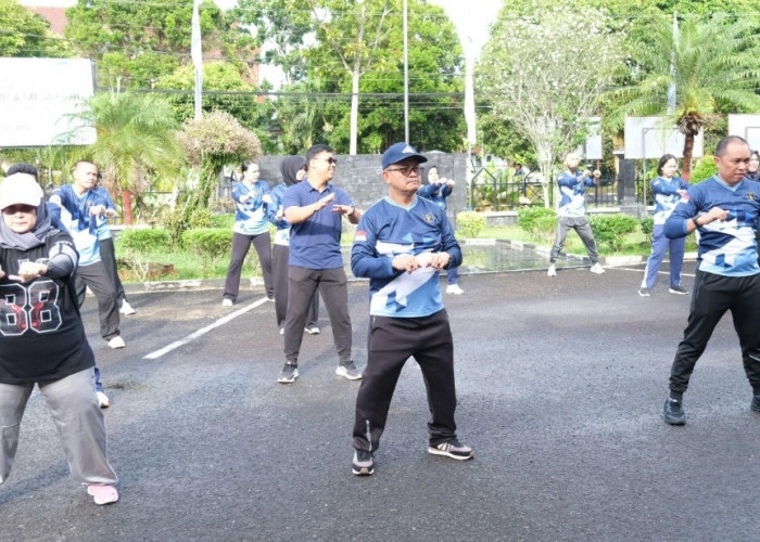 Kanwil Kemenkum Babel Gelar Senam Pagi Bersama Tingkatkan Kebugaran Pegawai