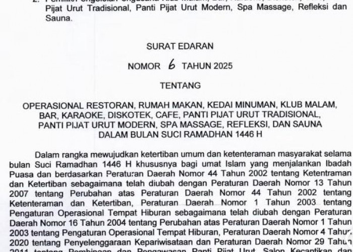 SE Wali Kota Palembang Tempat Hiburan Malam Dilarang Operasional Awal Ramadan, Langgar Siap Disanksi 