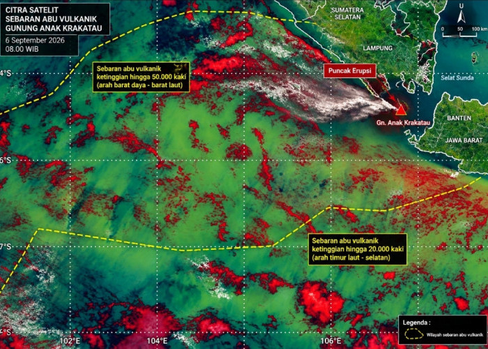 Abu Anak Krakatau Terbang hingga 50.000 Kaki, Sebaran Capai Bengkulu dan 4 Bandara Terdampak