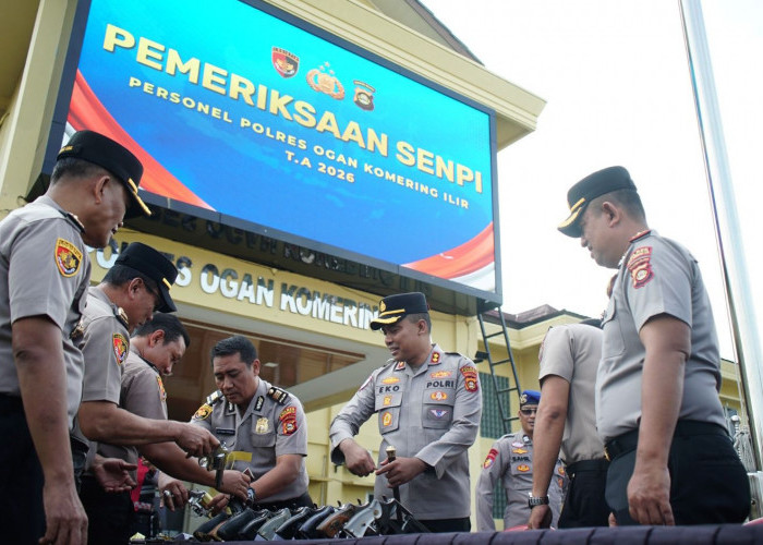 Pastikan Penggunaan Senjata Sesuai Prosedur, Polres OKI Lakukan Pemeriksaan Senpi Dinas