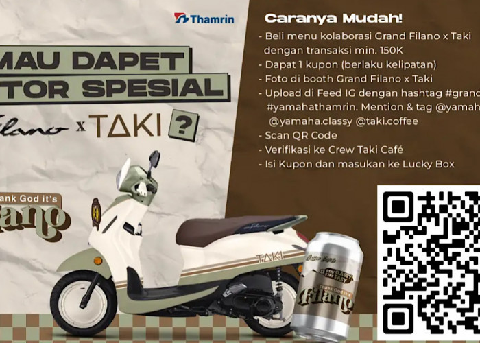 Diskon Kopi 50% dan Hadiah Motor Grand Filano di Taki Cafe!