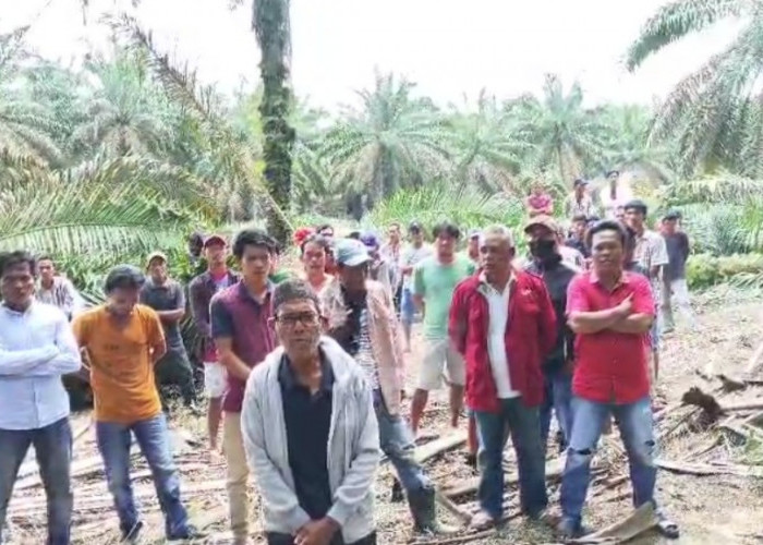 Warga Desa Sungai Sodong Mesuji OKI Sampaikan Orasi Minta Perusahaan Hentikan Replanting  