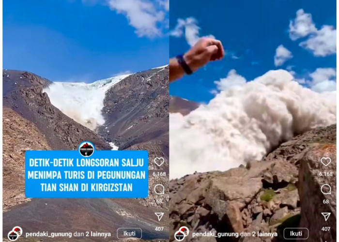 Detik-Detik Mengerikan Salju Longsor di Pegunungan Tian Shan, Nyawa Perekam Video Nyaris Terancam