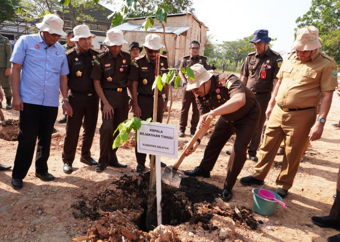 Sambut HUT Kemerdekaan RI Ke-79, Kejati Sumsel Tanam Ratusan Pohon Langka