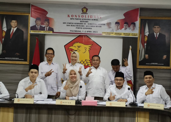 DPD Partai Gerindra Provinsi Sumsel Gelar Rapat Konsolidasi Bersama DPC