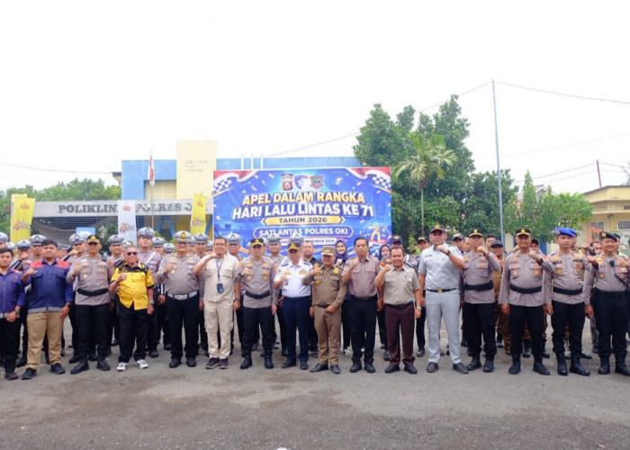 Perkuat Sinergi Keselamatan Jalan, Polres OKI Gelar Apel HUT Lalu Lintas ke 71
