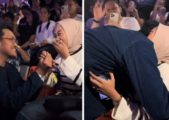 Viral! Pria Ini Lamar Pacarnya di Konser Bruno Mars Pas di Lagu ‘Marry You’, Netizen Auto Baper