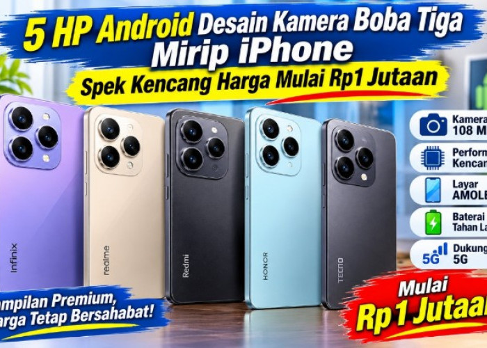 5 HP Android Desain Kamera Boba Tiga Mirip iPhone, Spek Kencang Harga Mulai Rp1 Jutaan