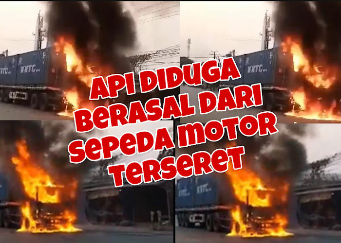 Tabrak Pemotor Sopir Truk Langsung Kabur, Sialnya Saat Sepeda Motor Terseret Minyak Tumpah Membakar Habis Truk