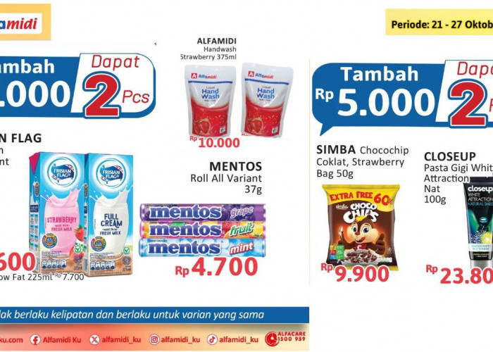 Katalog Alfamidi 21-27 Oktober: Promo Menarik, Frisian Flag Tambah Rp3 Ribu Dapat 2!