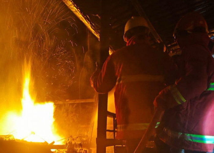 Rumah Petani di Gunung Megang Ludes Terbakar, Penghuni Terlelap Api Muncul Dari Dapur  