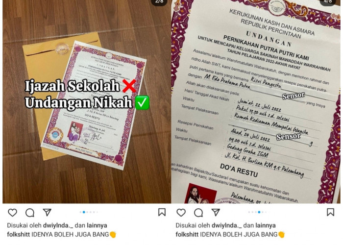 Undangan Pernikahan Pasangan Pengantin Palembang Bertema Ijazah Sekolah Bikin Salfok Warganet, Back To School