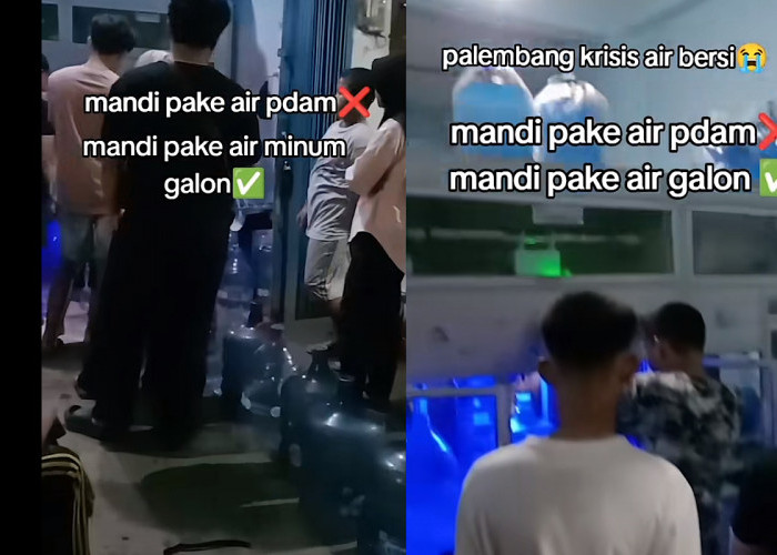 ALAMAK, PDAM Masih Mampet Warga Palembang Mandi Pakai Air Galon 