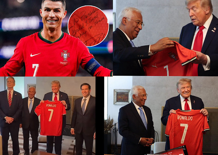 SALUT, Cristiano Ronaldo Kasih Jersey Donald Trump Beri Pesan Perdamaian