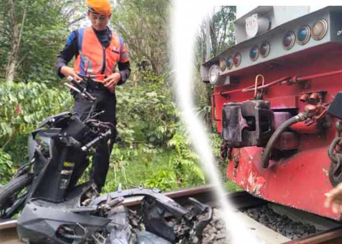 NGERI, 2 Pemotor Terseret Kereta Api 1 Km Tak Tahu Perlintasan KA Tanpa Palang Pintu 