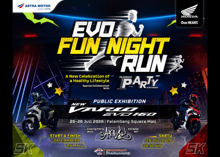Honda Sumsel Gelar EVO Fun Night Run, Ajak Warga Palembang Rayakan Gaya Hidup Sehat
