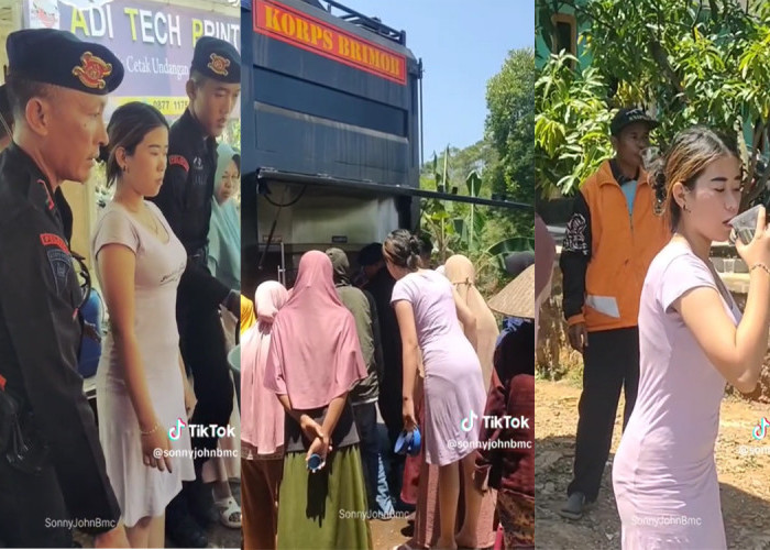 Wanita Cantik Bertubuh Ramping Bikin Geger Antrean Air Bersih, Netizen Sebut Tiara Daster Ungu