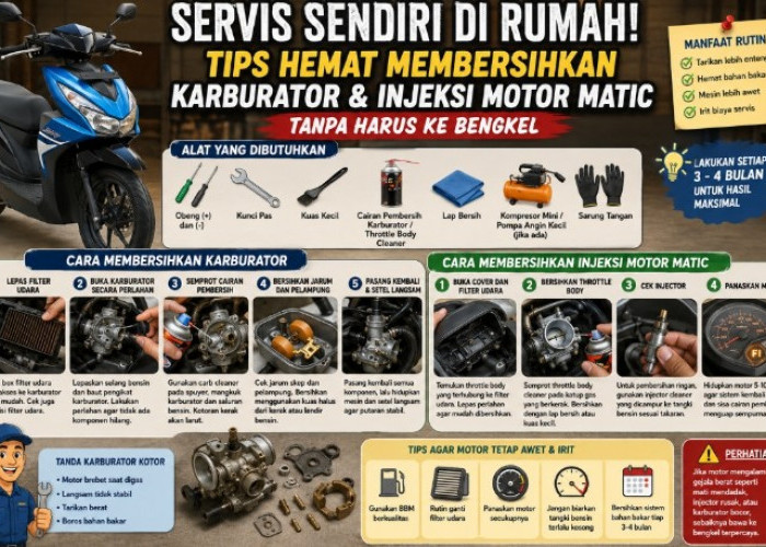 Servis Sendiri di Rumah! Ini Tips Hemat Membersihkan Karburator dan Injeksi Motor Matic Tanpa Harus ke Bengkel