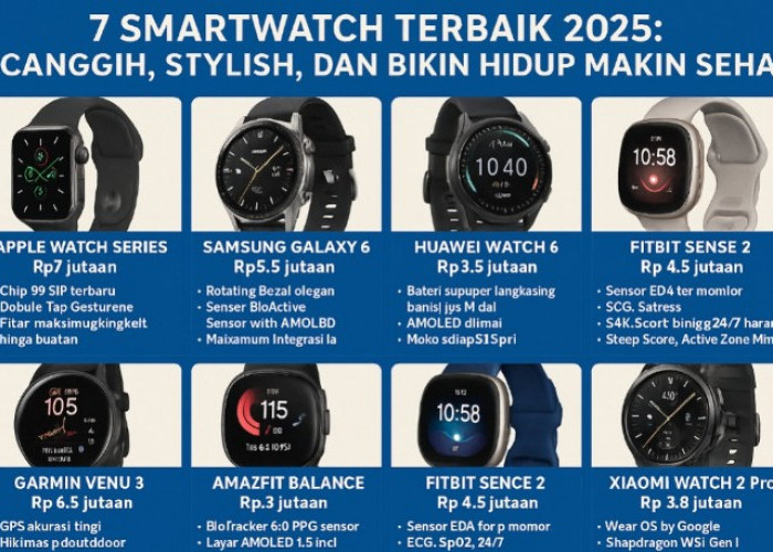 Inilah Rekomendasi 7 Smartwatch Terbaik 2025: Canggih, Stylish, dan Bikin Hidup Makin Sehat