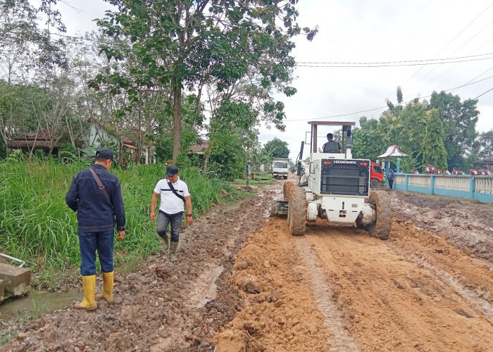 Usai Ditinjau Gubernur Sumsel dan Bupati Ogan Ilir, Jalan Rusak di Desa Betung 1 Mulai Diperbaiki