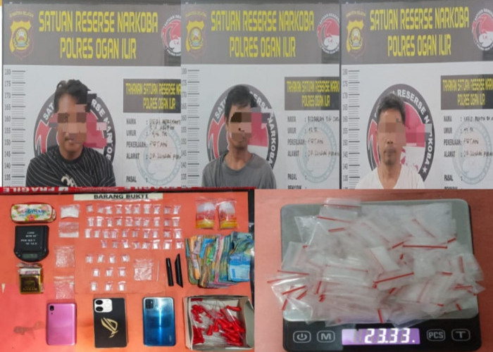 3 Pengedar di Sungai Pinang II Diamankan Satres Narkoba Polres Ogan Ilir, 50 Paket Sabu Gagal Beredar