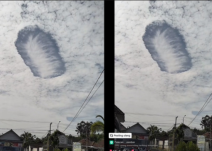 Bikin Takjub Bentukan Awan Tak Biasa di Langit Jember, Ada yang Menyebut Fallstreak Tapi Kok Kayak Kuburan?