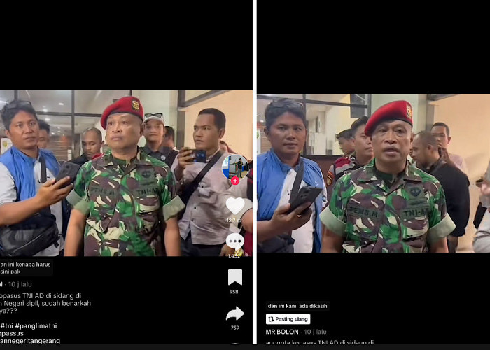 Viral Pria Berseragam TNI Kenakan Baret Merah Kopassus Disidang di PN Tangerang: ‘Saya Anggota TNI Aktif’ 